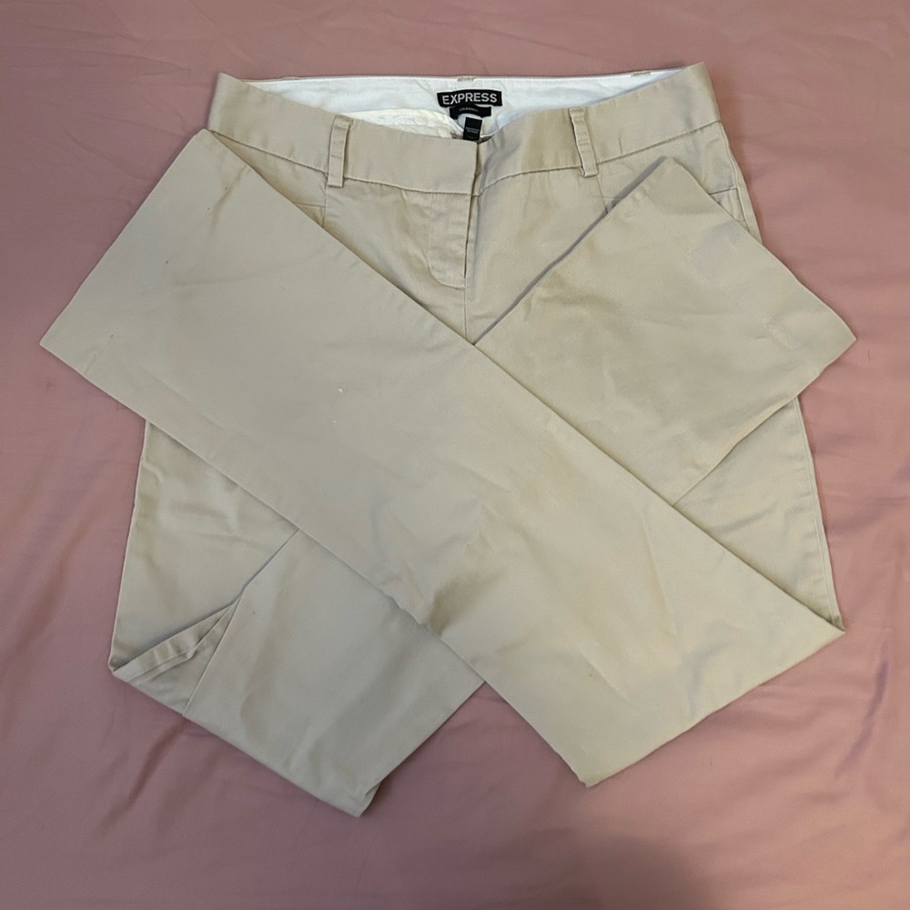 beige straight leg pants